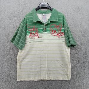 Chip And Pepper Shirt Mensโ Medium Green Stripe Graphic Polo Baja CA Mex Surf